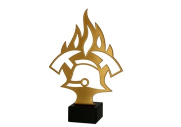 Metalowa statuetka Trofeum Puchar strażak grawer