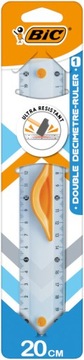 BIC DOUBLE RULER LINIJKA SZKOLNA BIUROWA ELASTYCZNA Z GUMOWYM UCHWYTEM 20CM