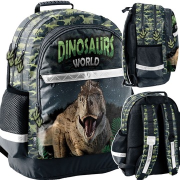 PLECAK SZKOLNY TORNISTER DLA CHŁOPCA DINOZAURY PARK ŚWIAT T-REX PASO