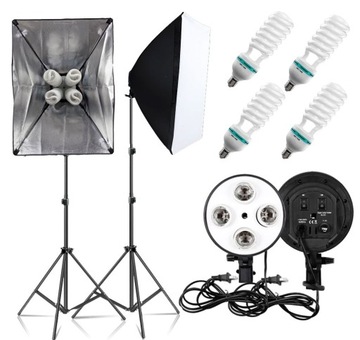 2x LAMPA światła ciągłego +softbox 50x70 +8 x 400W