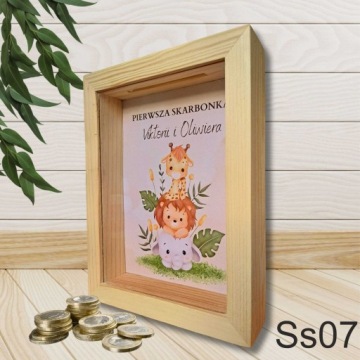 3D деревянная копилка со стеклом, персонализированная с именем, отличный подарок