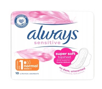 Always Podpaski Sensitive Normal Plus 10szt
