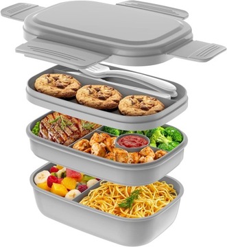 LUNCH BOX Z PRZEGRÓDKAMI POJEMNIK NA DRUGIE ŚNIADANIE PUDEŁKO DLA DZIECI