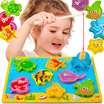 Сортер-пазл для детей Магнитная игра «Ловля рыбы с помощью магнита»