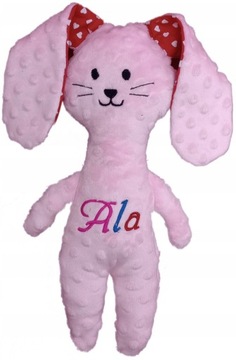 Przytulanka Zając bunny na chrzest urodziny haft