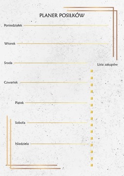 Planer posiłków menu ZŁOTE LINIE PCV 40X60