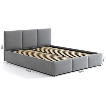 Кровать с мягкой обивкой 160х200 с контейнером для постельного белья HLR-22, серый Nela