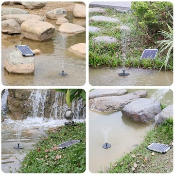FONTANNA SOLARNA OGRODOWA POMPA FONTANNOWA DO OCZKA WODNEGO + 6 KOŃCÓWKI