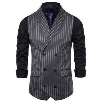 Kamizelka biznesowa w pionowe paski Fashion Slim,3XL