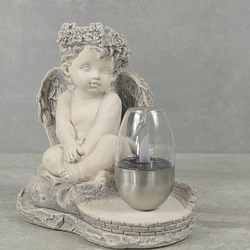 СЕРАЯ ГИПСОВАЯ ФИГУРКА Гробница СОЛНЕЧНАЯ СВЕТОДИОДНАЯ ЛАМПА