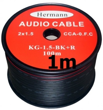 KABEL GŁOŚNIKOWY ZASILAJĄCY CZARNY 2x1,5mm 1m
