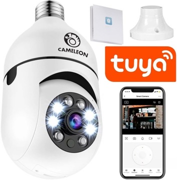 OBROTOWA KAMERA WiFi IP MONITORING 360 W ŻARÓWCE ŻARÓWKA E27 FULL HD TUYA