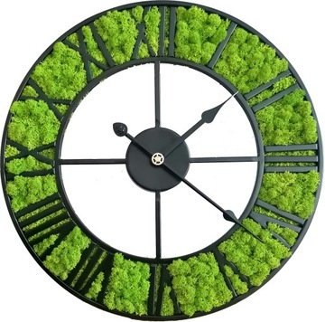 Zegar z mchem chrobotkiem, loft, 50 cm