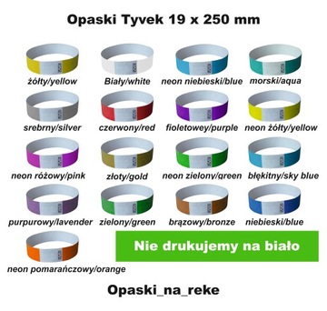 Opaski na Imprezę rękę Tyvek 100 + nadruk