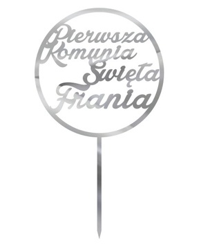 Topper Pierwsza Komunia Święta- srebrny TKS-20A