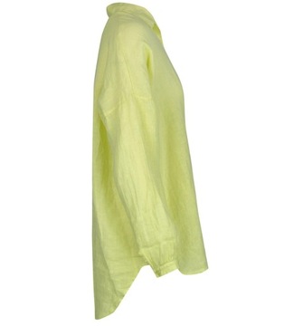 Długa lekka luźna koszula lniana dłuższy tył długi rękaw LAILA 2 (Żółty)