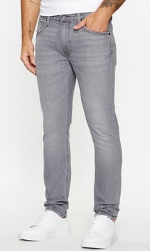 LEE LUKE rurki spodnie jeans slim tapered ZIP FLY Szary W32 L32