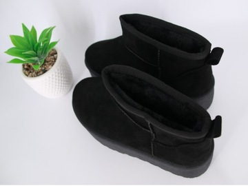 КОРОТКИЕ СНЕЖНЫЕ БОТИНКИ НА ПЛАТФОРМЕ ЗАМШЯ ЧЕРНЫЕ С МЕХОМ 41