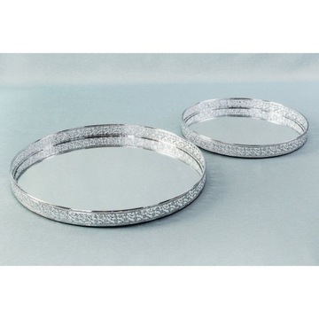 Серебряный декоративный поднос с зеркалом 40Х40 ГЛАМУР.