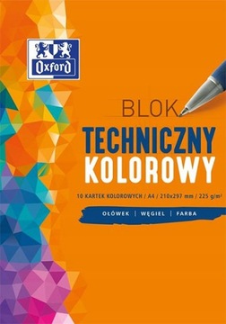 Blok techniczny A4 10k 225g kolorowy Oxford