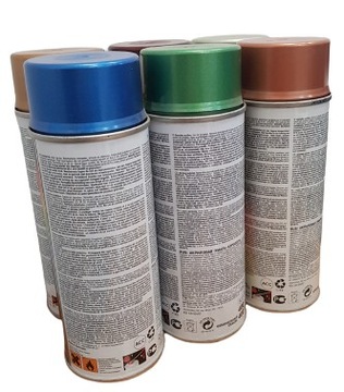 ZESTAW LAKIERÓW SPRAY RÓŻNE KOLORY METALIK 6x400ml