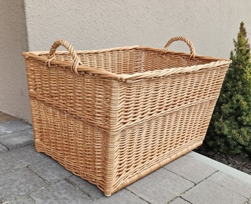 Duży Kosz wiklinowy NATURALNY koszyk na DREWNO Pojemnik