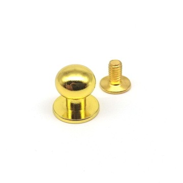 Knopik skręcany złoty, kulka 8mm - 5szt