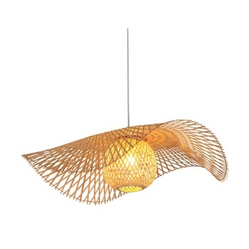 Bambusowa wiklinowa lampa wisząca Rattanowa oprawa oświetleniowa Tkana słoma Średnica 55 cm