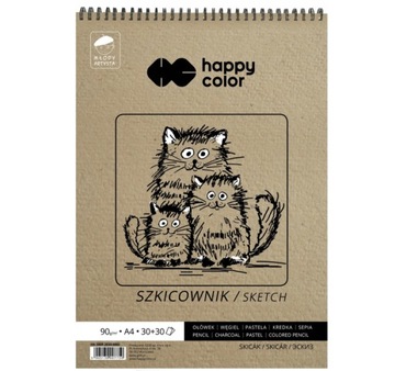Szkicownik Na Spirali Dwukolorow Happy Color A4 90