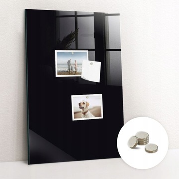 Ozdobna Tablica Magnetyczna Szklana z Magnesami Kolor czarny 40x60 cm