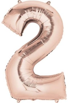 Duża CYFRA balon XXL 100 cm ROSE GOLD urodziny 2