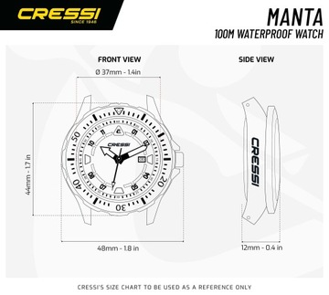 Profesjonalny Zegarek nurkowy - Cressi Manta - Black / Silver - KS764700