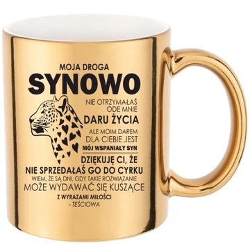KUBEK ZŁOTY LUSTRZANY ELEGANCKI STYLOWY DLA SYNOWEJ PREZENT NA URODZINY