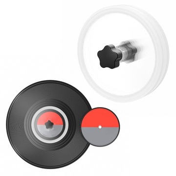 Зажим для чистки пластинок, белая виниловая пластинка диаметром 116 мм.