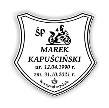 Табличка могильный крест Надгробие 20х20 МОТОЦИКЛИСТ