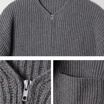 Men Zipper Pocket Cardigan Coat Sweater Cardigan M