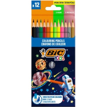Кольорові олівці BIC Kids 12 кольорів Неон + Металізовані Special Edition
