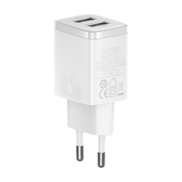 МОЩНОЕ СЕТЕВОЕ ЗАРЯДНОЕ УСТРОЙСТВО 2x USB 10,5 Вт, 2 А BASEUS