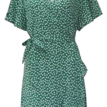 Długa sukienka, letnia sukienka maxi na plażę, sukienka poliestrowa, dekolt w szpic, M zielony
