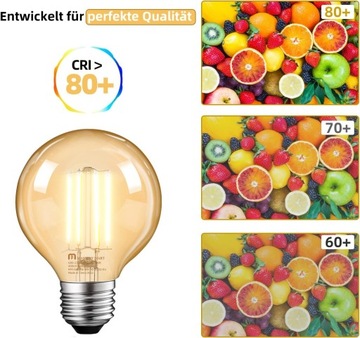Лампы MASTERY MART LED E27 G80 6 шт. теплый белый F винтаж 4W 400LM
