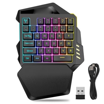 one handed gaming keyboard 2.4g wireless rgb lighting abs 35 keys gaming ke