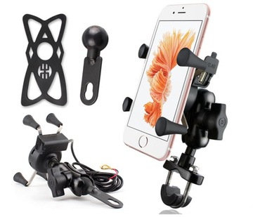 UCHWYT RAMIĘ NA TELEFON MOTOCYKL SKUTER USB 5V 2A
