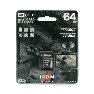 Карта памяти GOODRAM IRDM 64 ГБ UHS-I U microSDXC + адаптер