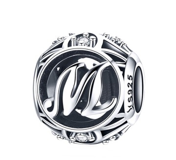 Charms ZAWIESZKA LITERA LITERKA M CYRKONIE s925