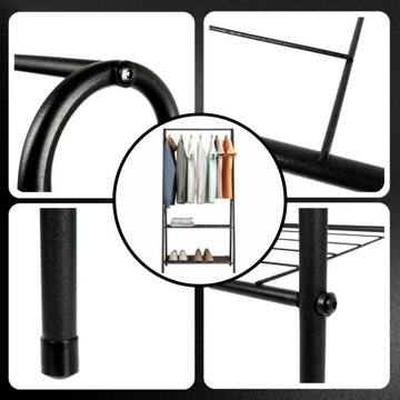 ЧЕРНАЯ ВЕШАЛКА ДЛЯ ОДЕЖДЫ ВЕШАЛКА ДЛЯ ОДЕЖДЫ + 2 ПОЛКИ 60x153 см