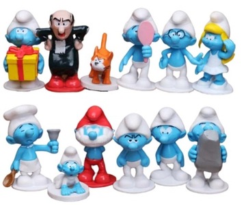 12x figurki SMERFY urodziny tort gargamel klakier