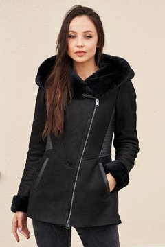 KOŻUCH DAMSKI Z KAPTUREM WSTAWKI LICOWE ZL01