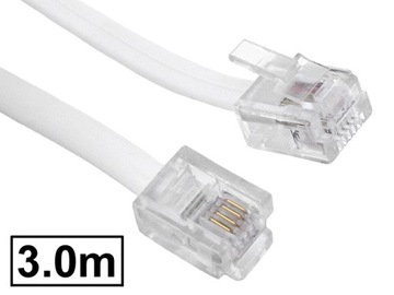 Kabel telefoniczny aparat-linia RJ11-RJ11 biały 3m