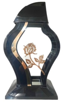 PIĘKNY Znicz Faraon NEW RÓŻA 34 cm czarno złoty
