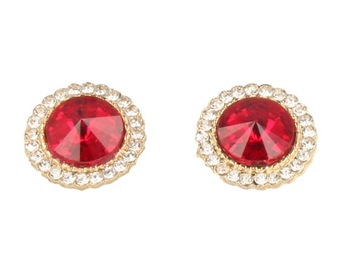 Золотые, круглые, красные зажимы для ушей